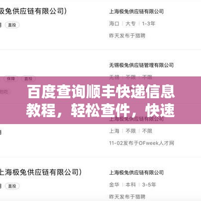百度查詢順豐快遞信息教程，輕松查件，快速掌握！