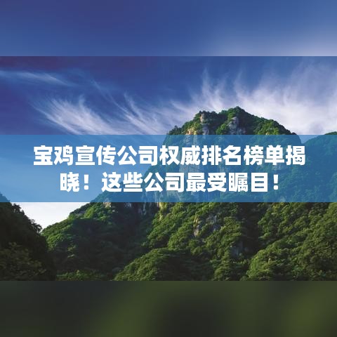 寶雞宣傳公司權(quán)威排名榜單揭曉！這些公司最受矚目！